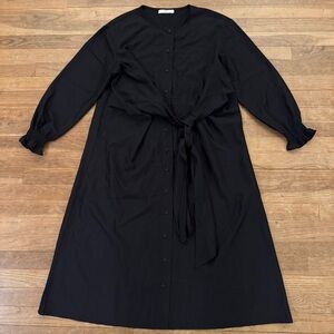 EPIK black long sleeve 13 button midi shirt shift dress size XL
 b64